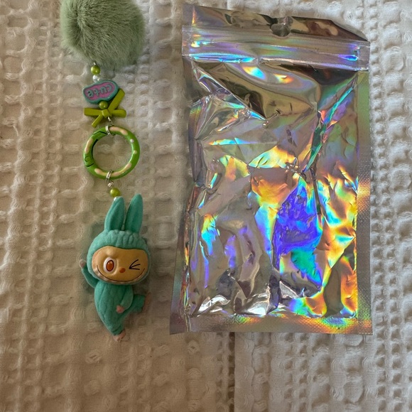 Labubu Green Keychain with Plush Charm - Picture 3 of 6